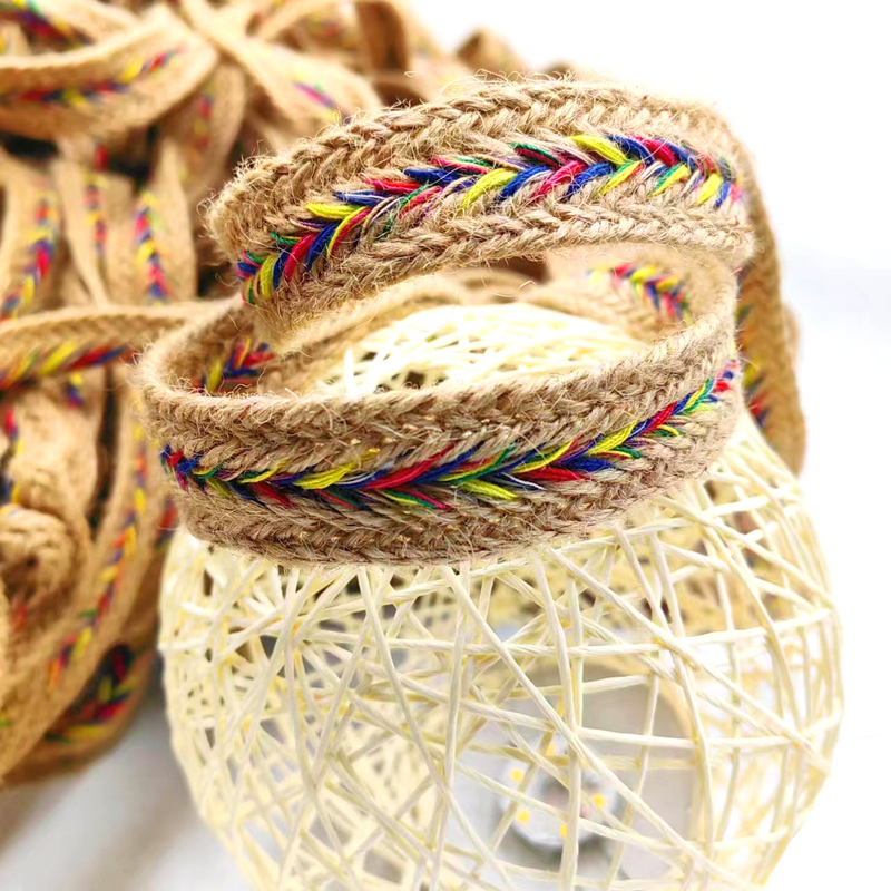 2.5cm 너비 천연 쥬트 蕾丝 trim 리본 扭曲 Herringbone Webbing for Jute Craft