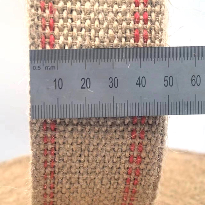 두꺼운 천연 붉은 줄무늬 쥬트 벨트 롤 가방 손잡이 지속적이고 세련된