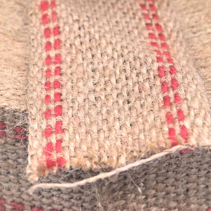 두꺼운 천연 붉은 줄무늬 쥬트 벨트 롤 가방 손잡이 지속적이고 세련된