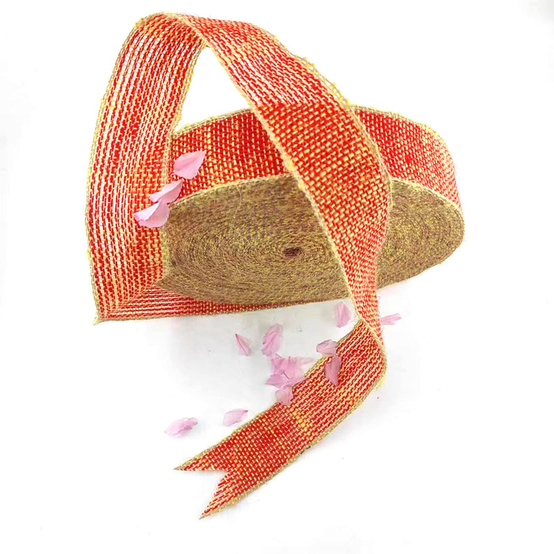 100% 쥬트 직물 천 크리스마스 활 쥬트 리본 노란 가장자리 가정 장식