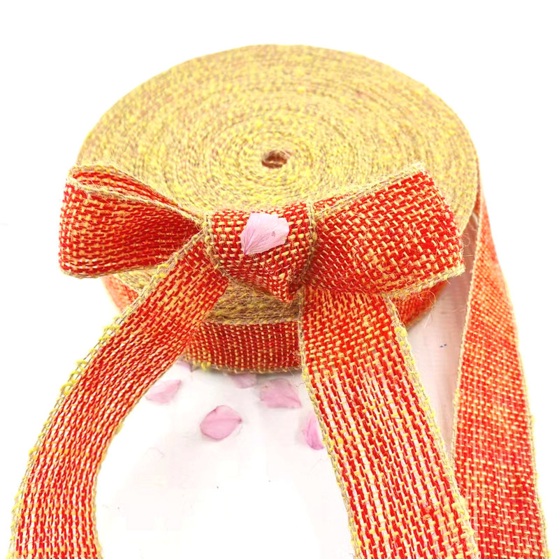 100% 쥬트 직물 천 크리스마스 활 쥬트 리본 노란 가장자리 가정 장식