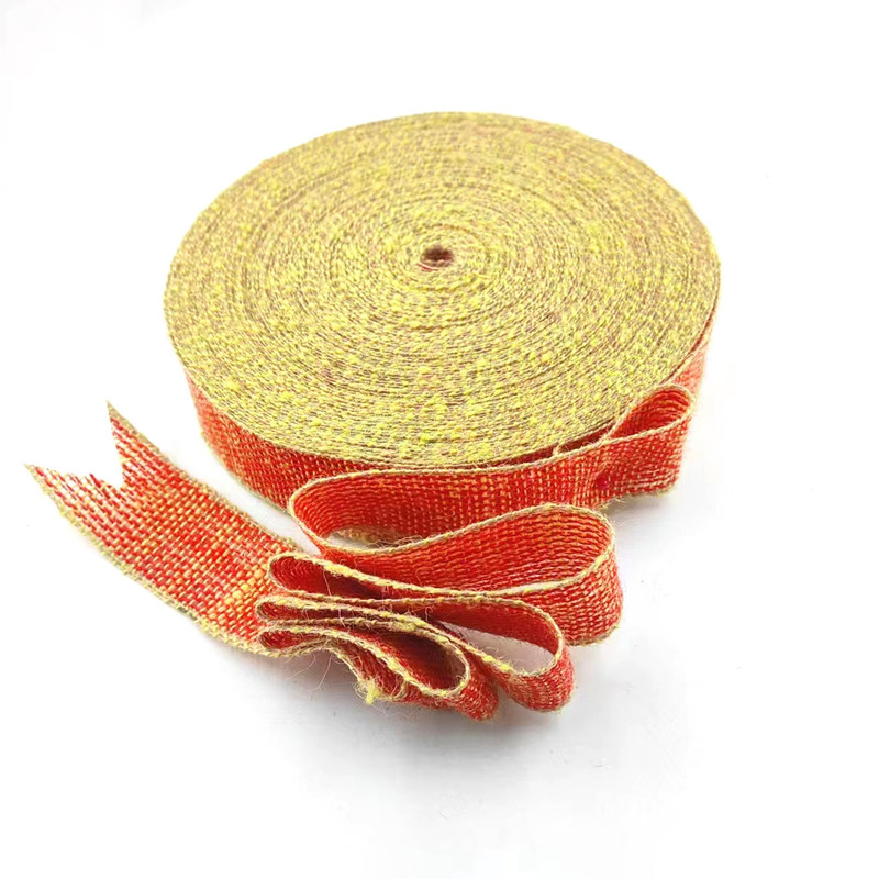 100% 쥬트 직물 천 크리스마스 활 쥬트 리본 노란 가장자리 가정 장식