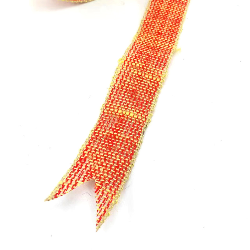 100% 쥬트 직물 천 크리스마스 활 쥬트 리본 노란 가장자리 가정 장식